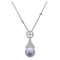 Gorgeous Pearl Diamond Gold Drop Necklace