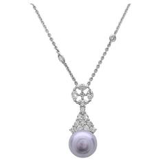 Gorgeous Pearl Diamond Gold Drop Necklace 4