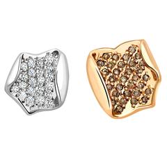 Ana De Costa Gold Platinum Diamond Lotus Petal Studs 2