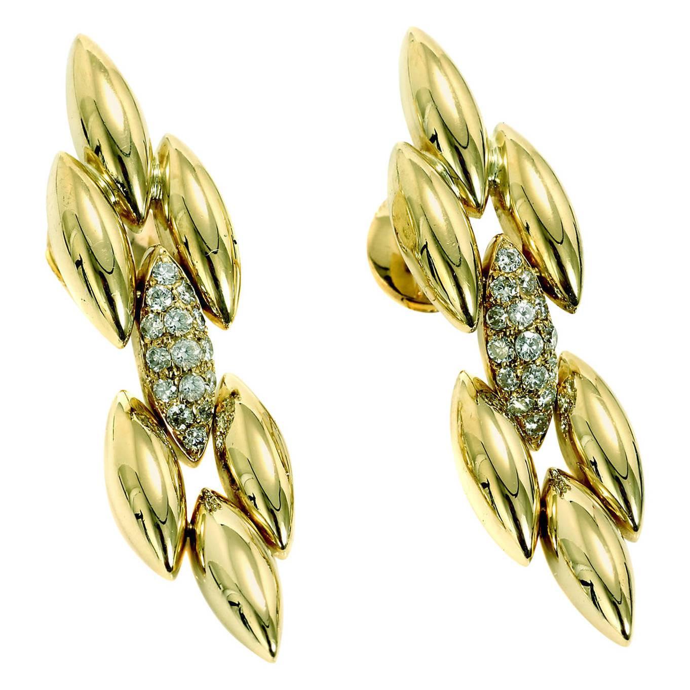 Cartier Gentiane Diamond Gold Dangle Earrings