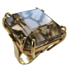 Gold and Smokey Quartz Vintage Ring, circa 1945