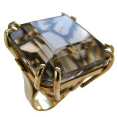 A Gold and Smokey Quartz Retro Ring, c1945 8