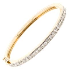 Diamond Gold Hinged bangle Bracelet at 1stDibs
