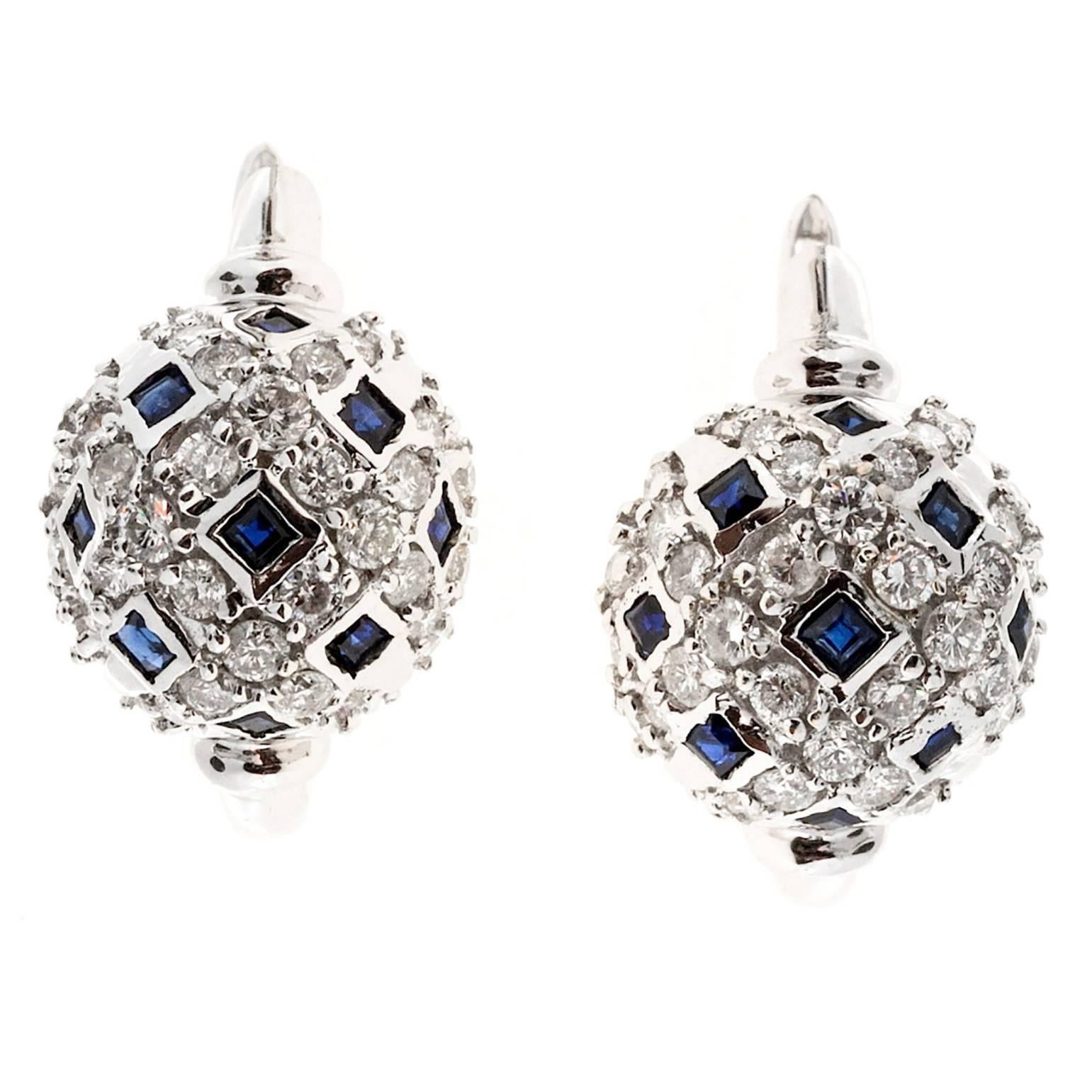 Sapphire Diamond Gold Dangle Earrings