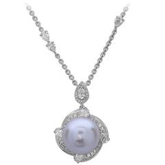 Pearl Diamond Gold Chain Necklace 3
