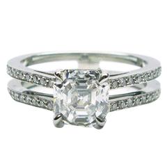 1.57 Carat Asscher Diamond Platinum Ring 4