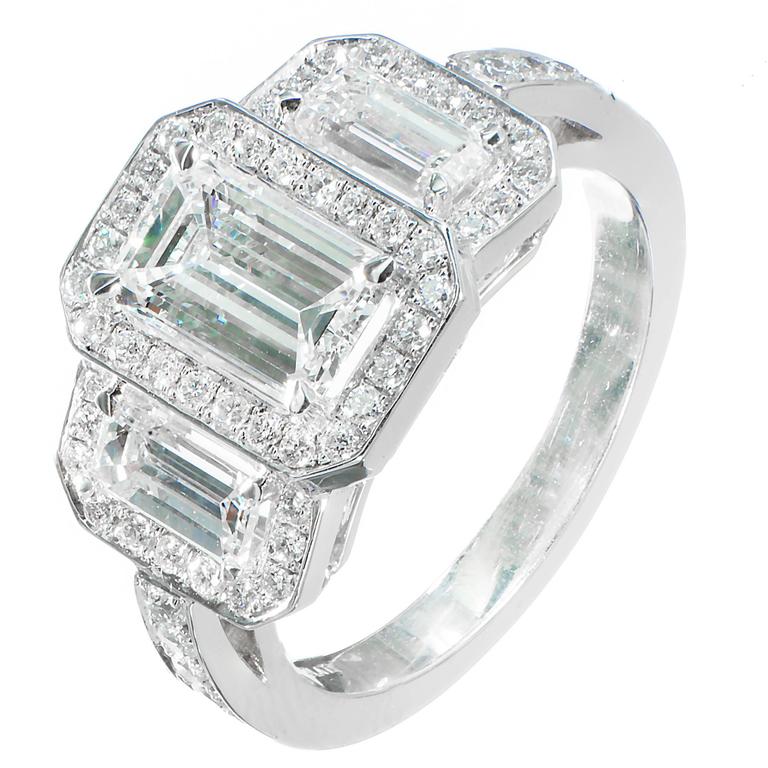 Diamond Triple Halo Platinum Engagement Ring For Sale at 1stdibs