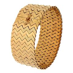 1950s Rose Gold Link Patterned Engraved Bracelet 5