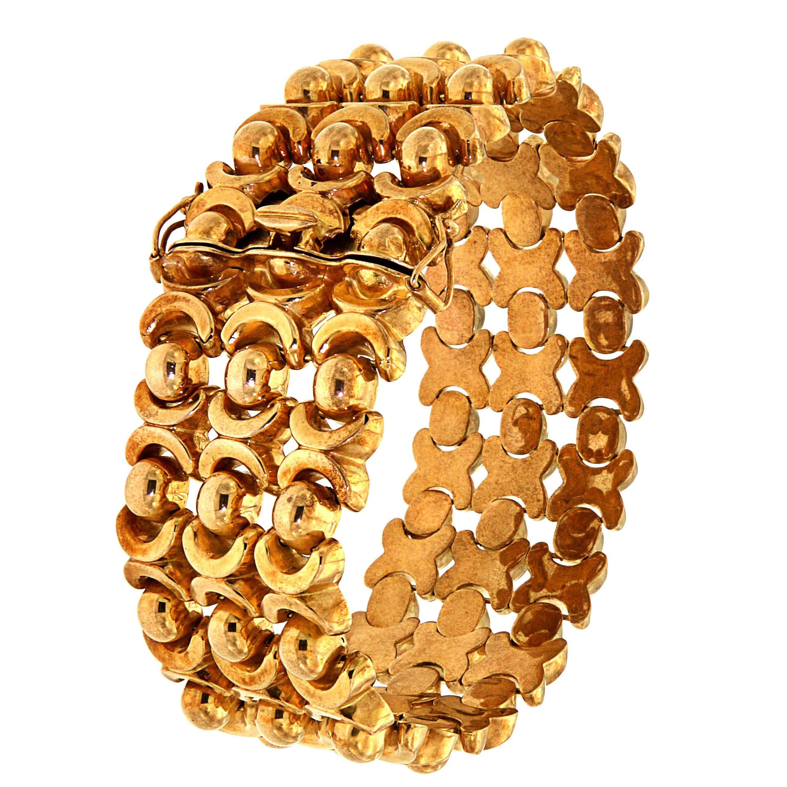 Antique 18 Kt Rose Gold Link Bracelet Made In Italy For Sale