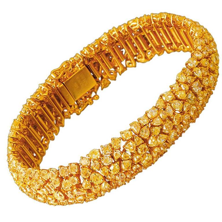 Yellow Diamond Cluster Bracelet at 1stdibs