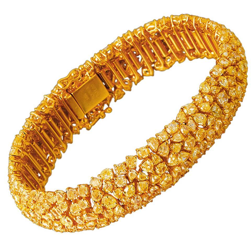 Yellow Diamond Cluster Bracelet