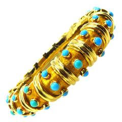 Rare Tiffany by Jean Schlumberger Turquoise Enamel Bangle Bracelet 