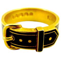 Antique Enamel Gold Buckle Ring 9