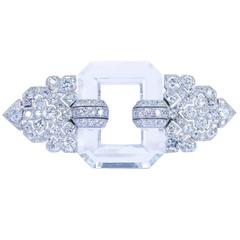 Rare Art Deco Linzeler-Marchak Paris Diamond Rock Crystal Pin
