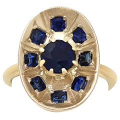 0.85Ct Sapphire and 18k Yellow Gold Dress Ring - Vintage Circa 1950 9