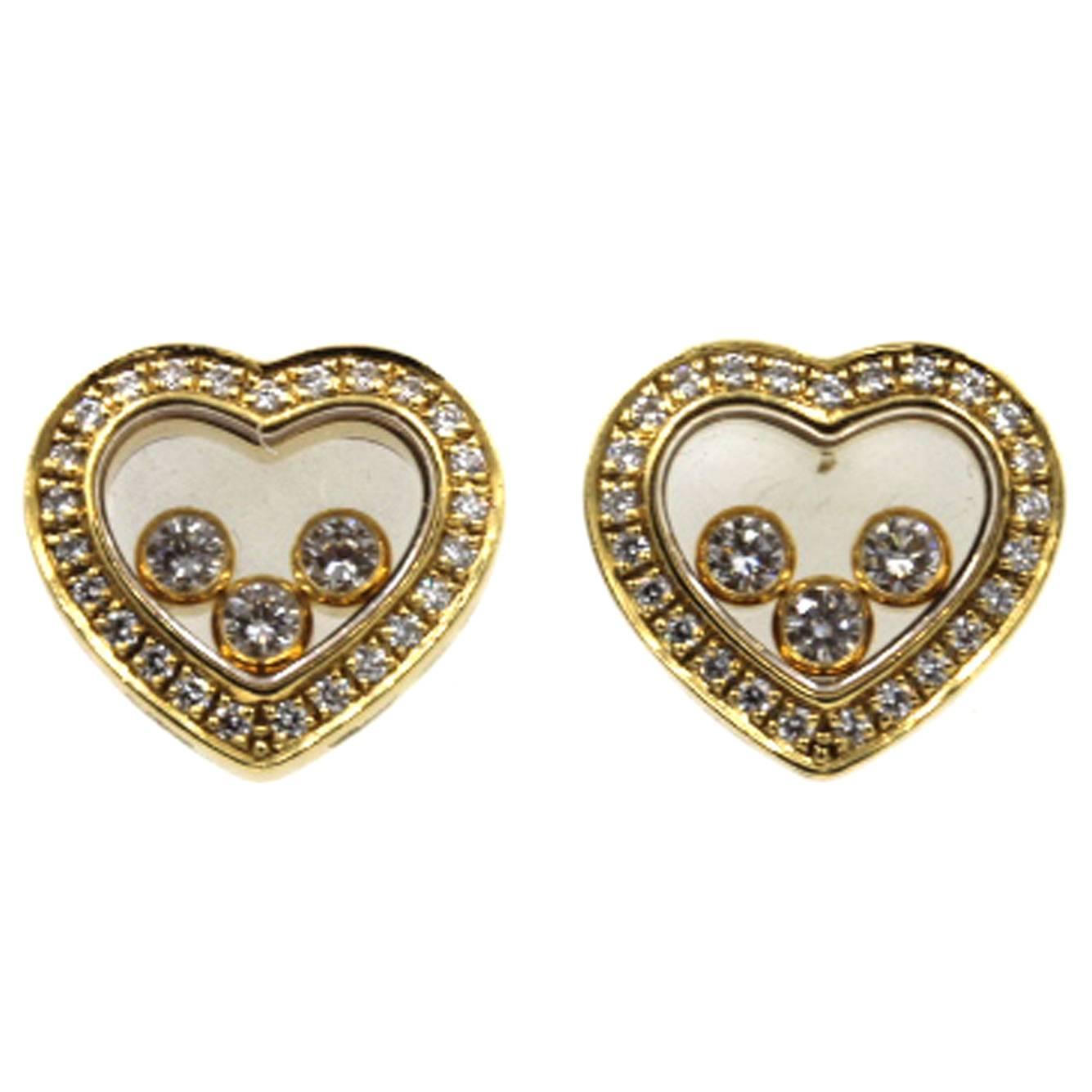 Chopard Happy Diamonds Gold Heart Earrings
