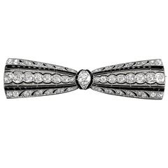 1920s Greenleaf & Crosby Onyx Diamond Platinum Brooch 1