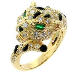 Anillo Piaget Panthere Esmeralda Ónice Diamante Oro