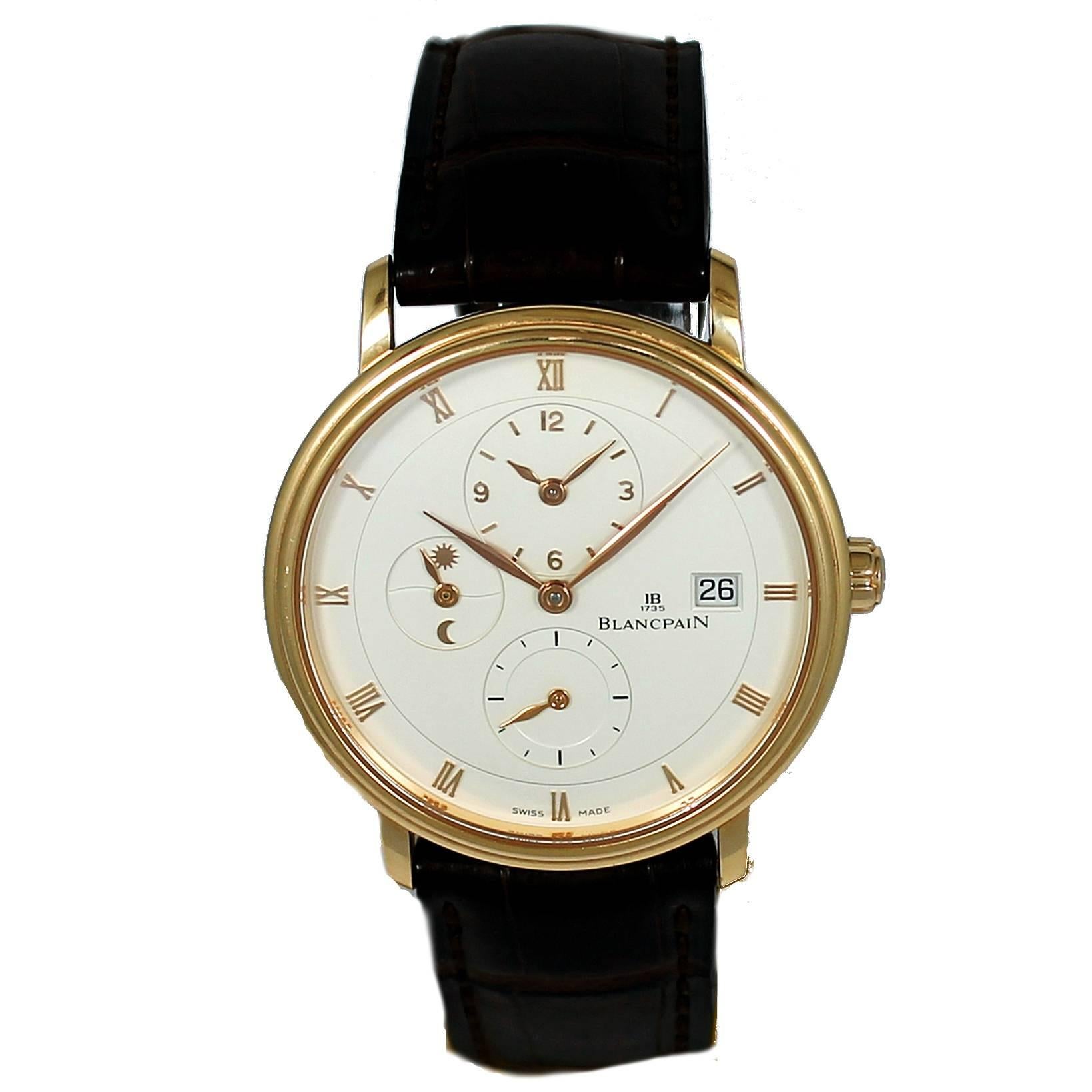Blancpain Rose Gold Villeret Ultra Slim Dual Time Wristwatch