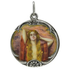 Art Nouveau Enamel Silver Locket