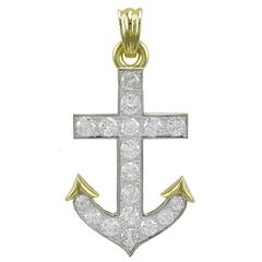 Dazzling Diamond Gold Anchor Pendant