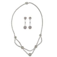 Tiffany & Co. Diamond Platinum Necklace and Earring Set
