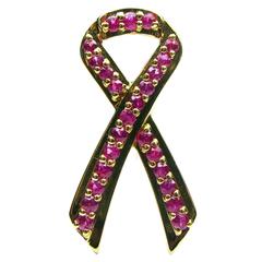Pink Sapphire Gold Brustkrebs-Bewusstseins-Pin