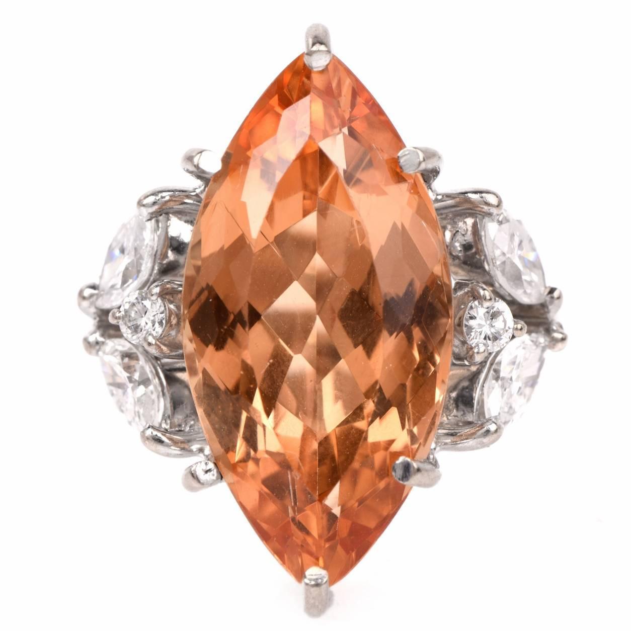 Imperial Topaz Diamond Gold Cocktail Ring at 1stdibs
