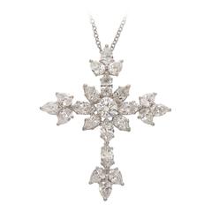 Harry Winston Diamond Platinum Marquise Cross Necklace