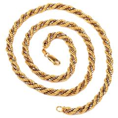 Collier italien bicolore à chaîne en corde dorée