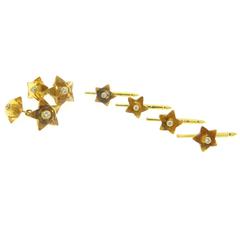 Seaman Schepps Citrine Diamond Gold Star Cufflinks Stud Dress Set