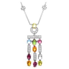 Bulgari Allegra Multi Gemstone Gold Drop Necklace