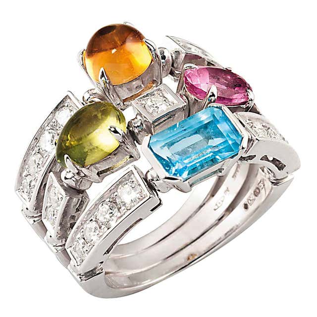 Bulgari Allegra Colour Collection Three Band Gemstone Gold Ring at ...