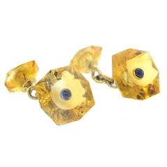 Trianon Citrine Sapphire Gold Cufflinks