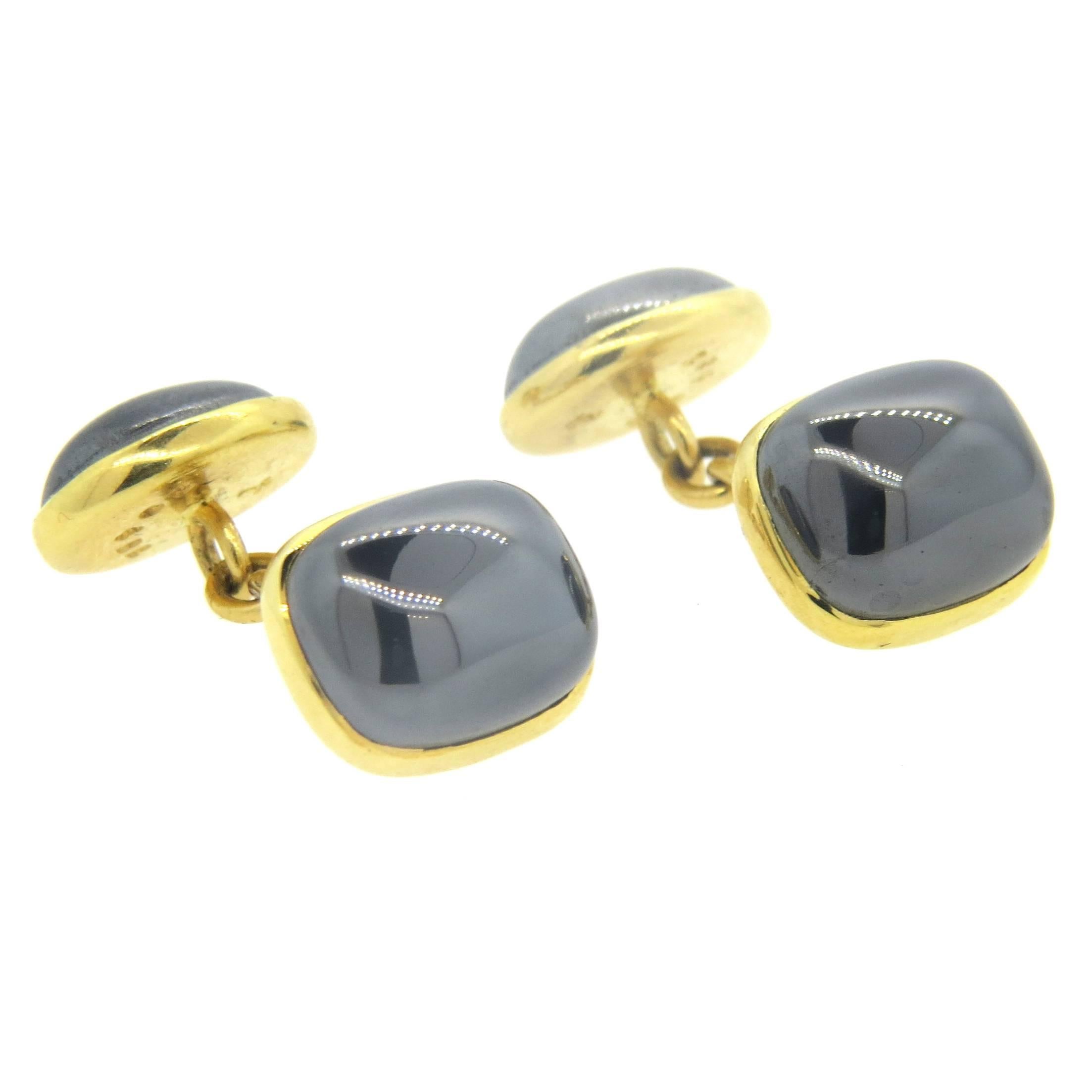 Trianon Hematite Gold Cufflinks