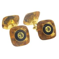 Trianon Citrine Onyx Gold Cufflinks 6