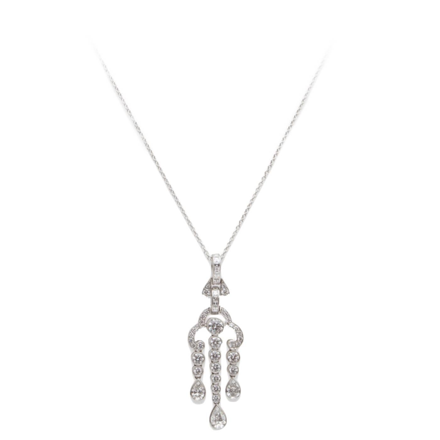 Tiffany & Co. Diamond Platinum Pendant Necklace For Sale