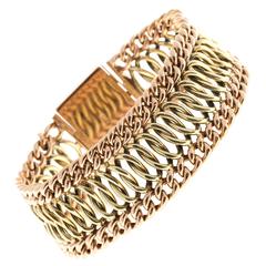 Vintage Two Color Gold Hand Twisted Link Bracelet