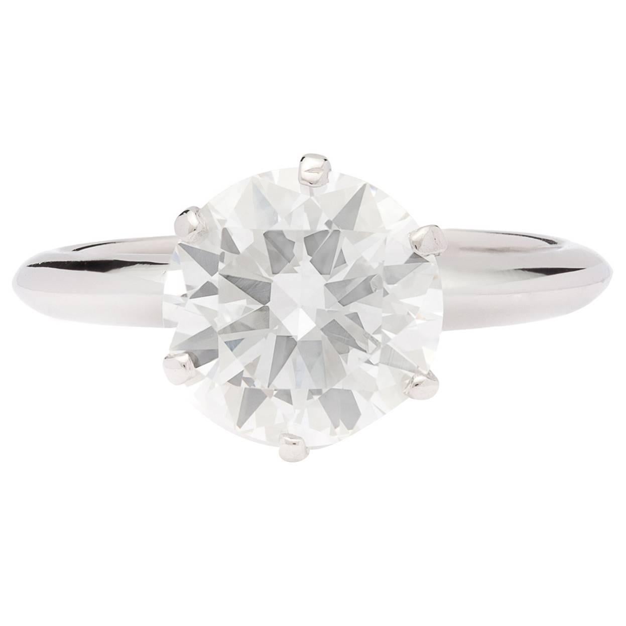 Tiffany & Co. GIA Cert 2.40 Carat Diamond Platinum Solitaire Ring