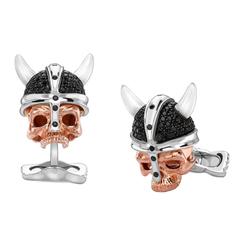 Deakin & Francis Viking Skull with Black Helmet Cufflinks