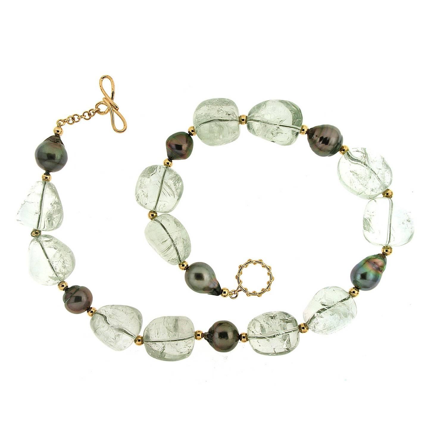 Prasolith Baroque Tahitian Pearl Gold Necklace
