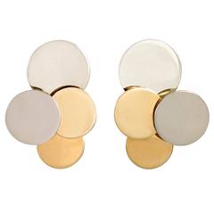 1960s French Mod Two-Color Gold Earclips