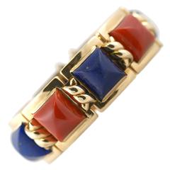 Italian 1940s Coral and Lapis Bracelet 4