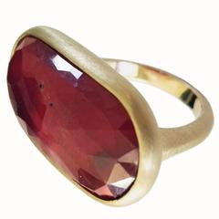 Dalben Faceted Sapphire Satin Gold Ring 6