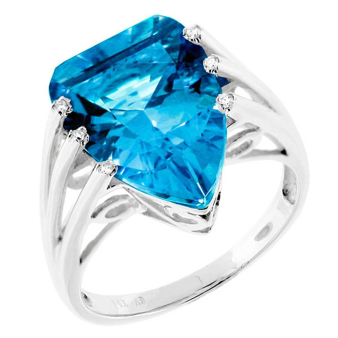 Modern Blue Topaz Diamond Gold Ring