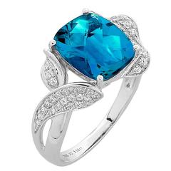 Classic Swiss-Blue Topaz Diamond Ring