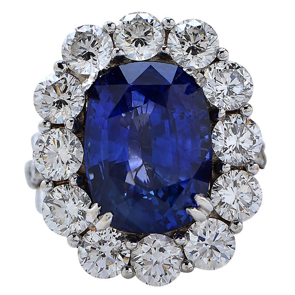 8.48 Carat Sapphire Diamond Platinum Ring