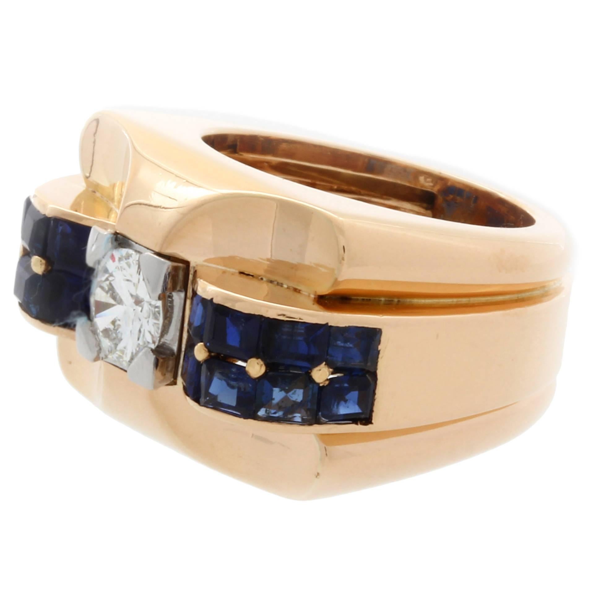 Boucheron Sapphire Diamond Gold Cocktail Ring For Sale