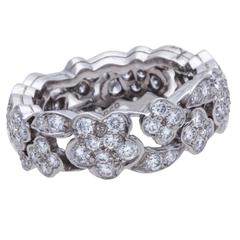 Van Cleef & Arpels Diamond Platinum Flower Ring
