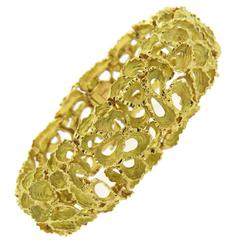 French 1960s Free Form Textured Gold Bracelet